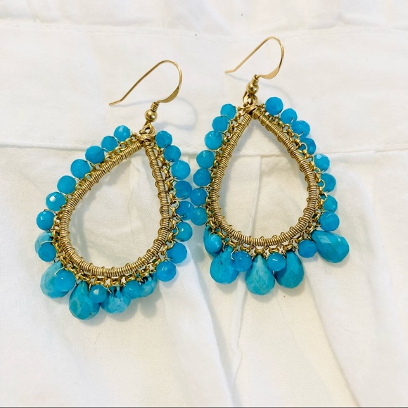 kep designs Jewelry - KEP Designs Turquoise + Gold Beaded Earrings